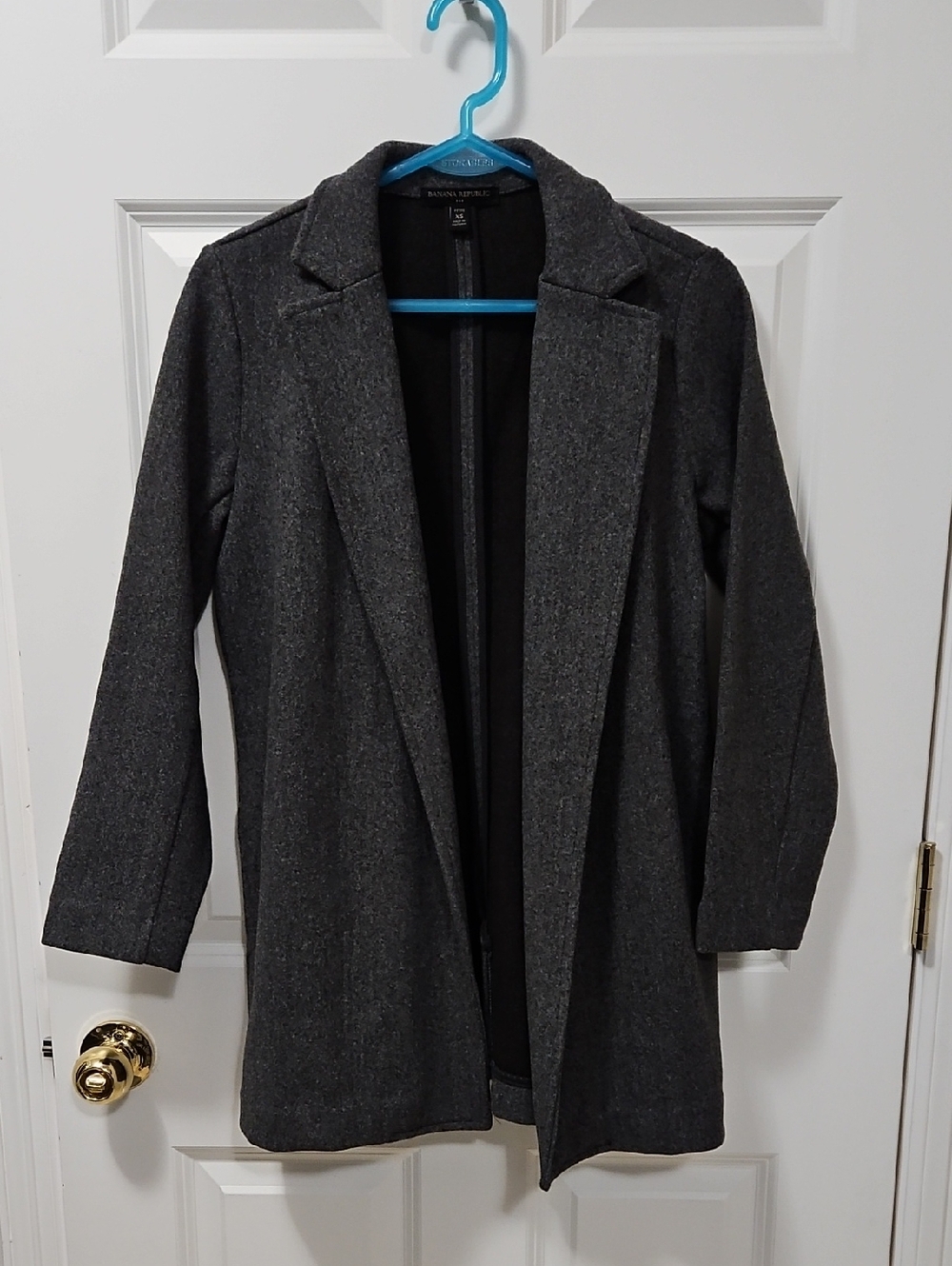Banana Republic XS Charcoal Gray Women's Long Open Front Coat